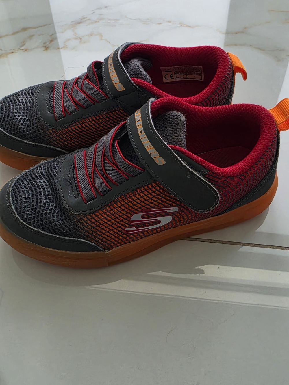 Skechers Kids Gray, Red & Orange Light-Up Sneakers